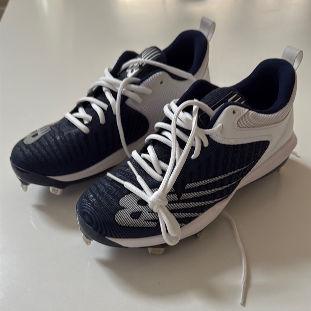 New Balance Kids' Navy and White metal cleats Shoes